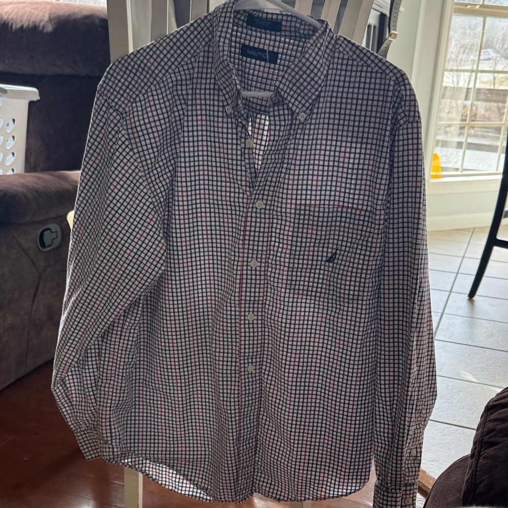 Nautica Men's Casual Checkered Shirt - Red and Black